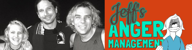 Photo of Jeff and Band with Jeff's Anger Management Logo - Live Stage Designer, Set Designer, Live Event Production Manager, Event Stagehand Crew Supervisor, and Pyrotechnics Designer - Hollywood, Los Angeles, Las Vegas, South Beach, Miami - 323-907-5069 Hermosa Beach Marketing