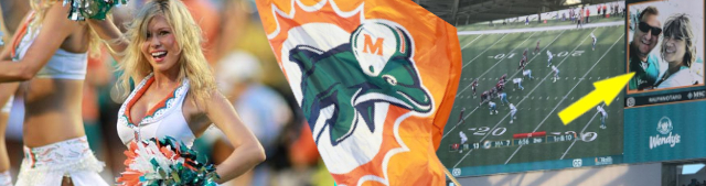 Photo by Ralph of Dolphins Cheerleader at Sun Life Stadium & Ralph and Jennifer on the Sun Life Stadium Jumbotron - Sports Photography Services - Hollywood, Los Angeles, Las Vegas, South Beach, Miami - 323-907-5069 Hermosa Beach Marketing